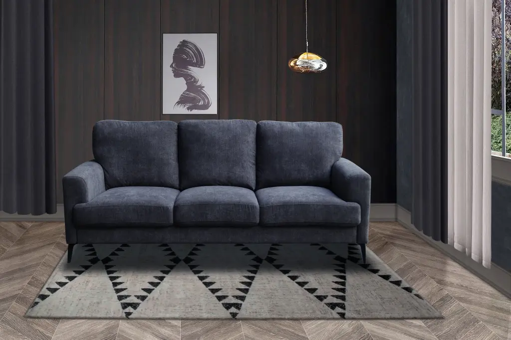 Jackson 84.5 Inch Black Chenille Sofa Black Metal Legs - Modern Living Room Furniture lilola home