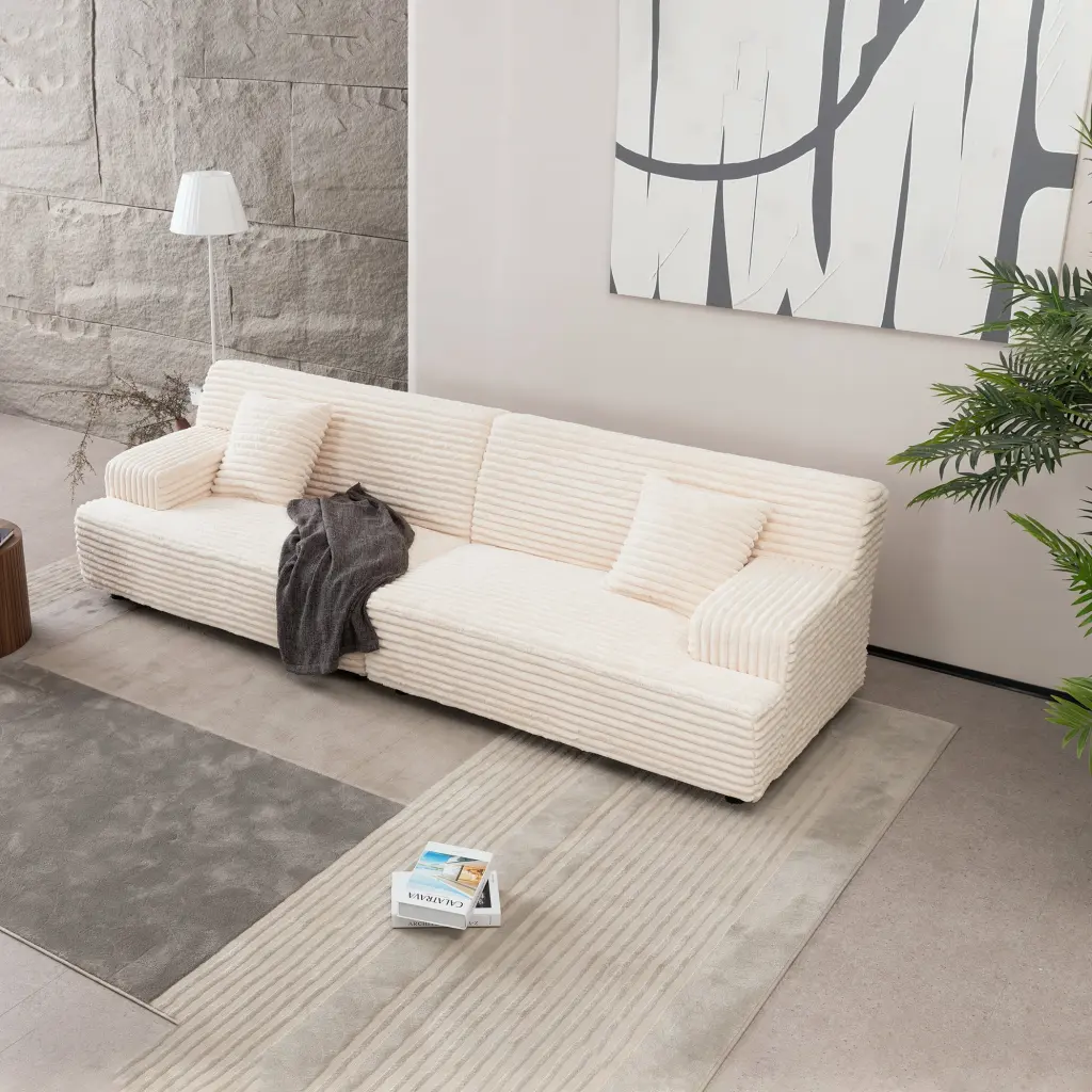 2291 Modern Cozy Cloud Sofa Soft Plush Corduroy Living Room Couch meetaking