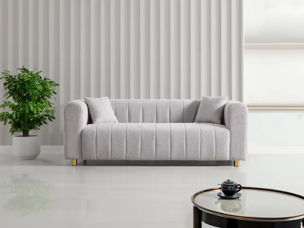 81.89 Teddy Large Modern Sofa Gold Metal Legs 3 Seater Upholstered mi shangou