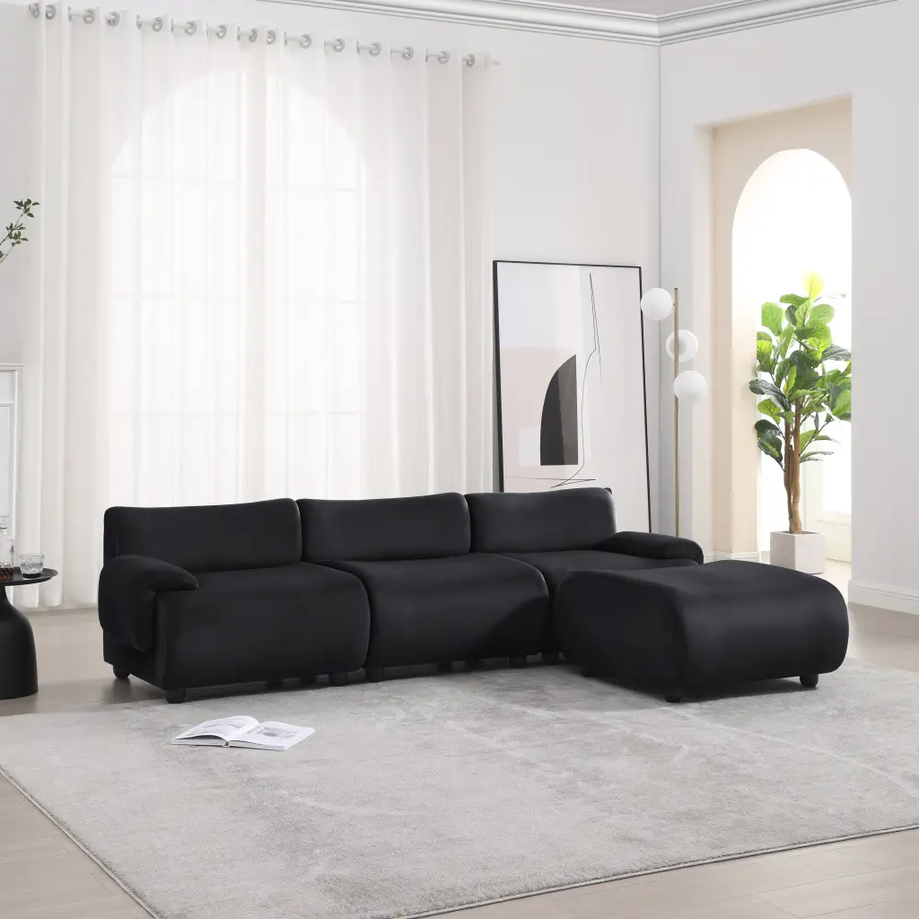 105" Lambswool Large 3 Seater Couch Modern Modular Convertible Sofa nan kun