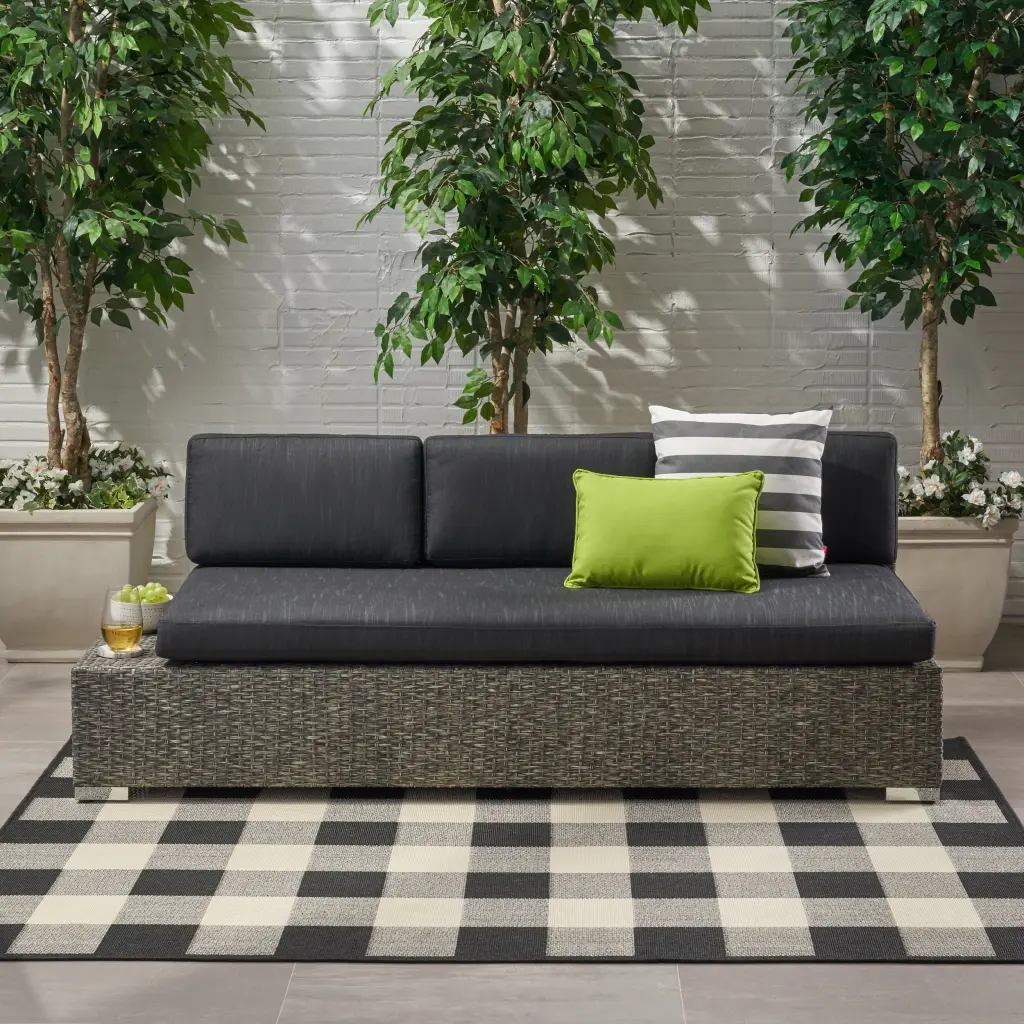 Puerta Left 3 Seater Sofa Black Gray Fabric Living Room Couch nh-an