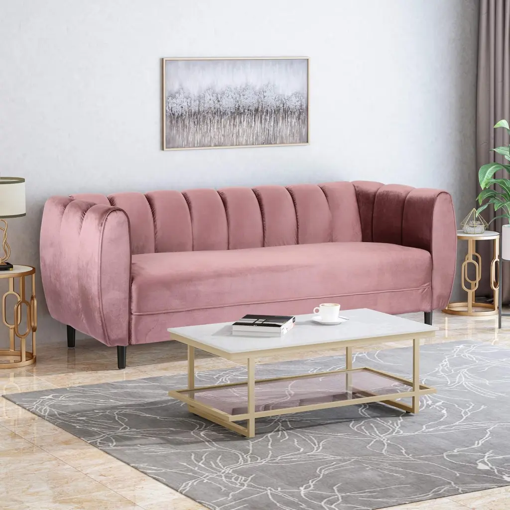 Miranda Velvet 3 Seater Sofa Blush Velvet nh-inmax