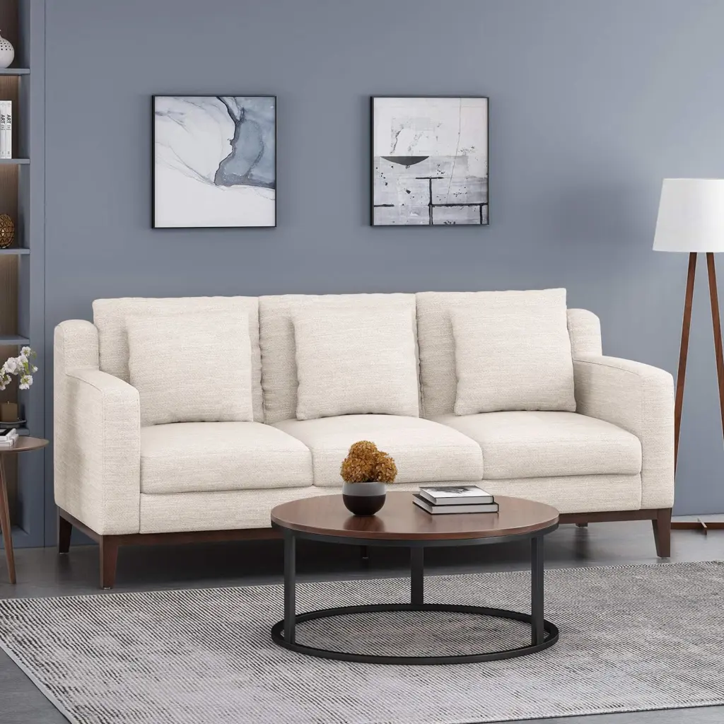 Mirod Comfy 3 Seat Sofa Wooden Legs Modern Living Room and Small Spaces nh-mirod
