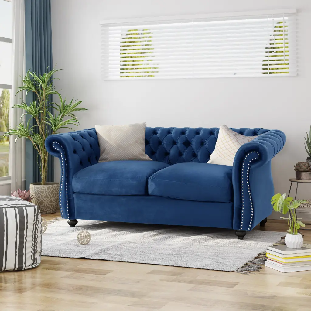 Seat Sofa Navy Blue Velvet nh-vivalux