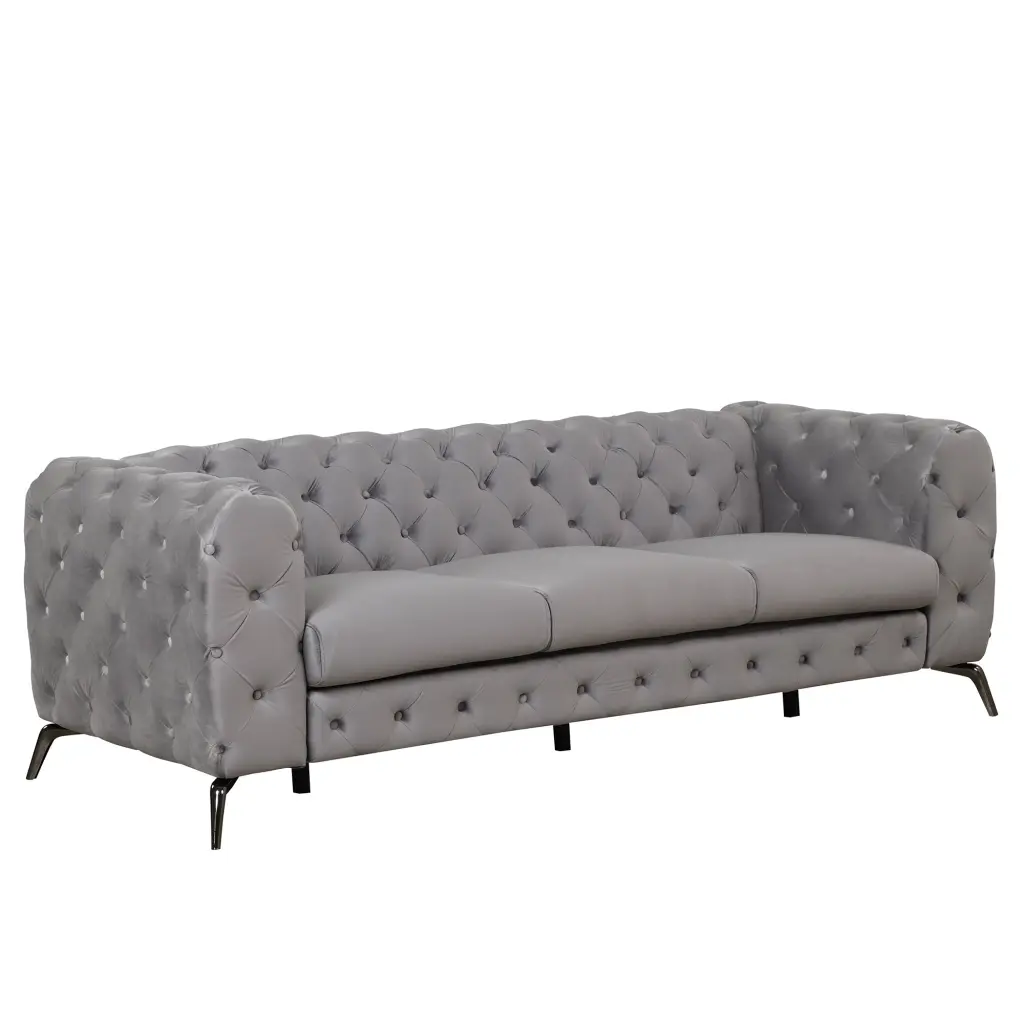 85.5 Inch Velvet Upholstered Sofa Metal Legs Modern Living Room Couch oris fur.