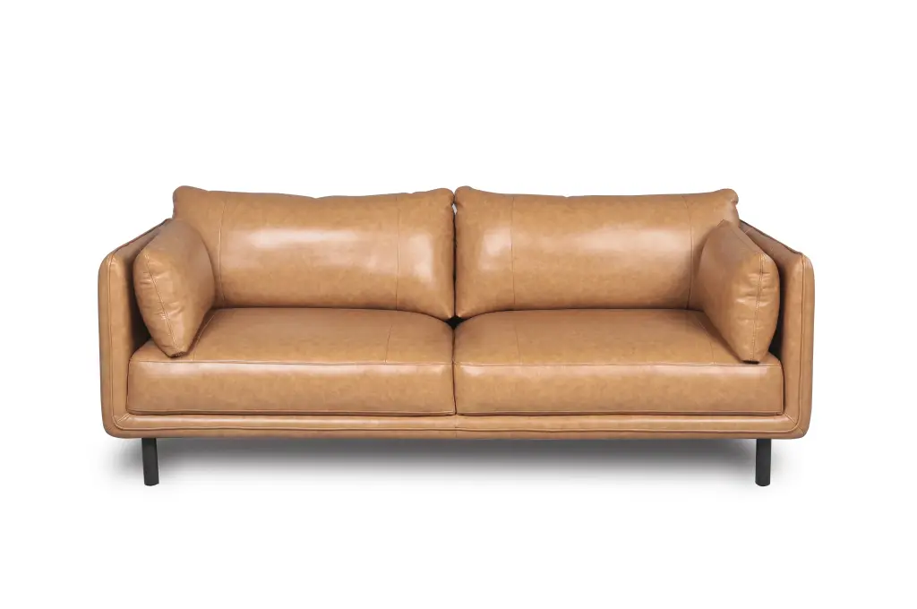 Modern Leather Sofa 2 Seat Camel Genuine Leather Living Room Furniture prime leather co.