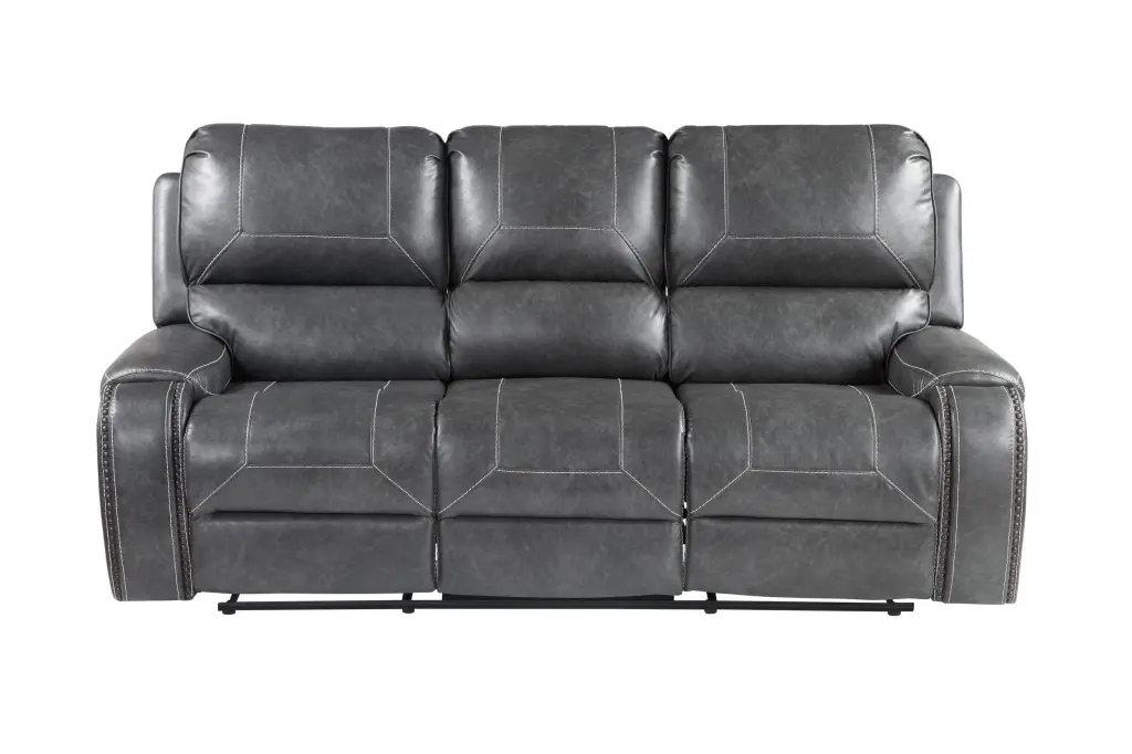Keily Manual Reclining Sofa Gray Dark Gray Faux Leather 2 Seater steve silver furniture