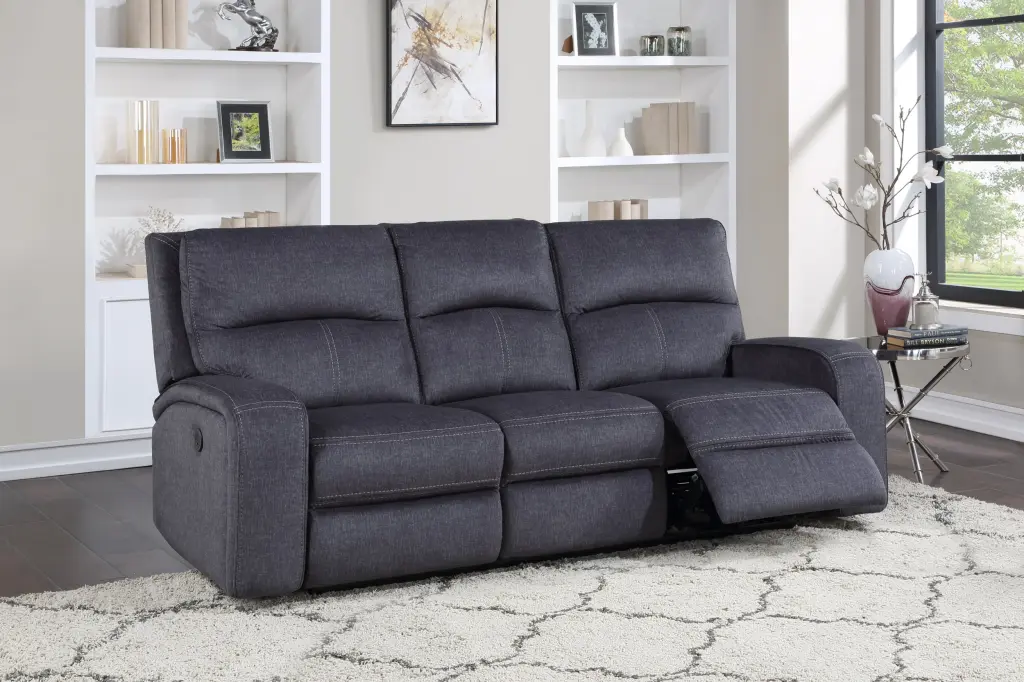 Lovell Power Sofa Dark Gray Dark Gray Fabric 3 Seat steve silver furniture