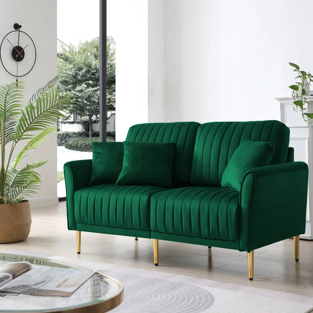 2 Seater Sofa Couch Channel Tufted Back And Seat Cushions ui furniture
