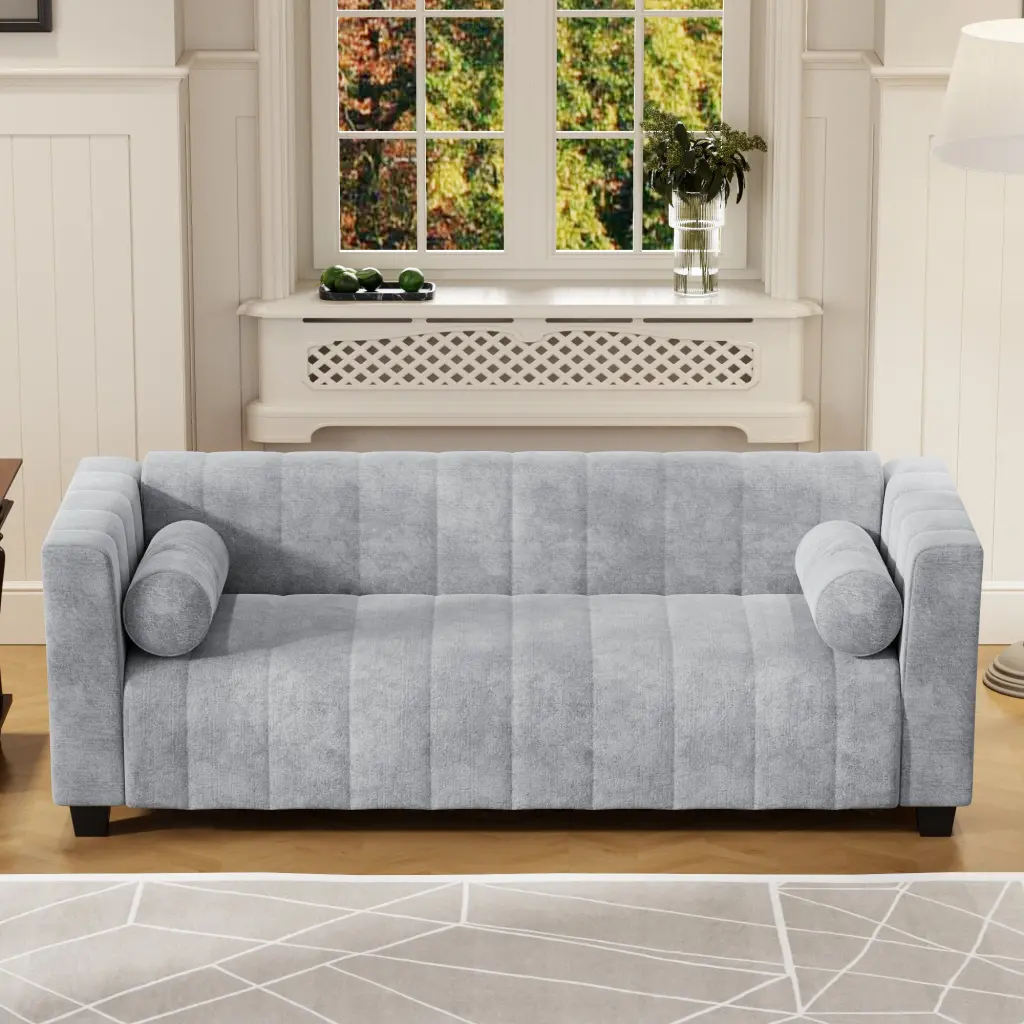 78.7 Inch Upholstered Sofa Living Room Bedroom Salon Simplified Style Comfortable Couch u_style
