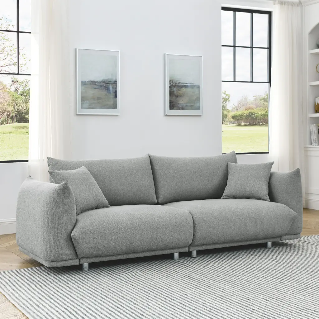Modern Couch Living Room Sofa Solid Wood Frame and Stable Metal Legs Comfortable Seating w1193