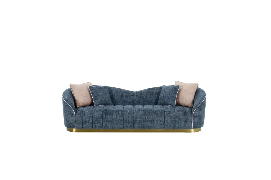 Modern Living Room 4 Seater Sofa Navy Blue Polyester Fabric w1241 artisan furniture