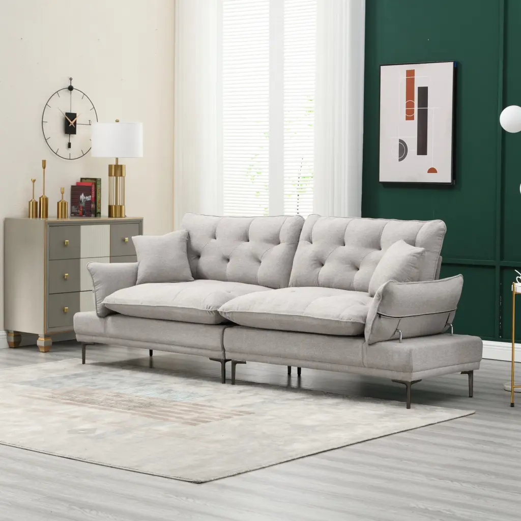 United Linen Sofa Accent Sofa Seat Metal Feet Light Gray Modern Design w1568 united we win