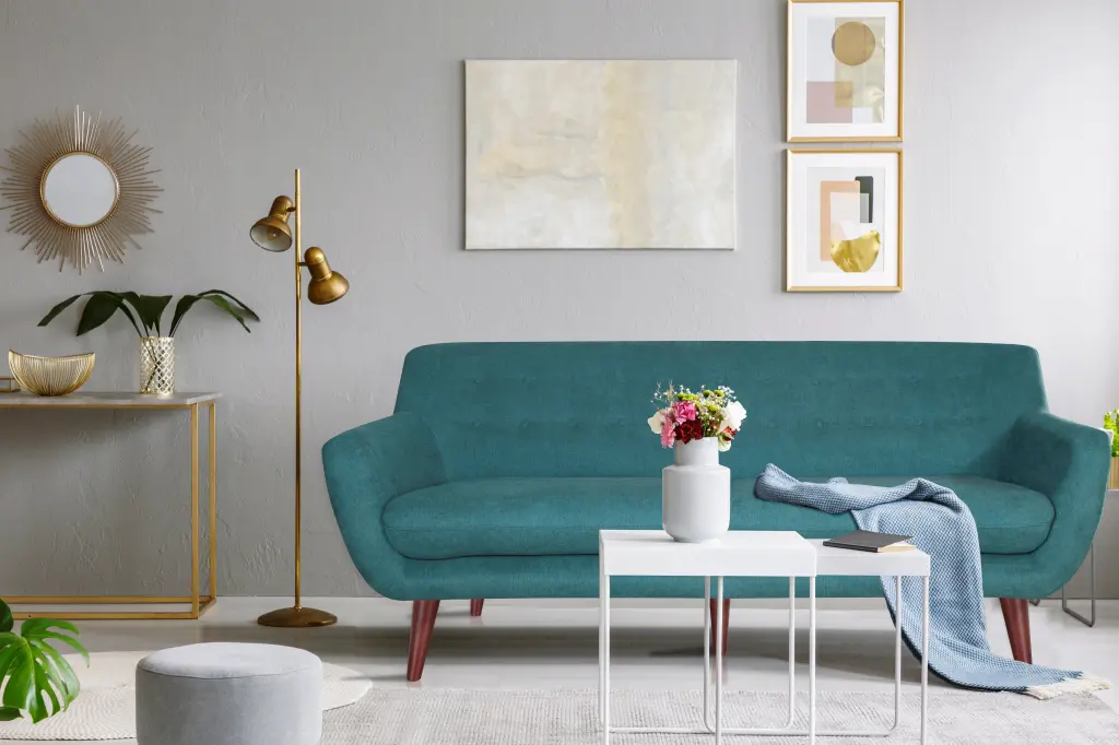 Brenna Sofa Teal Upholstered Modern Living Room Furniture Comfortable Couch western ace furniture- inc