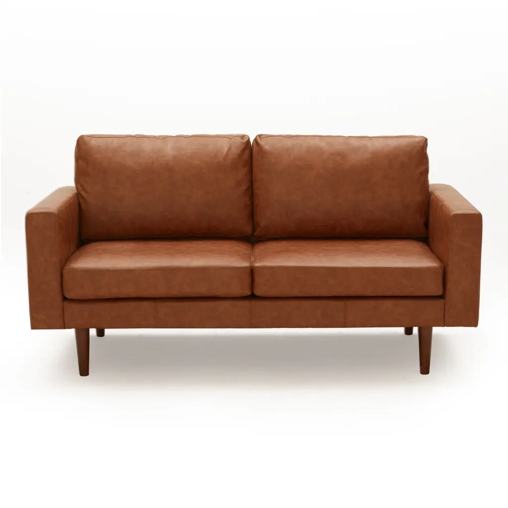 65 Inch Faux Leather Sofa Brown Couch Loveseat Small Spaces xichen indoor furniture co.- ltd