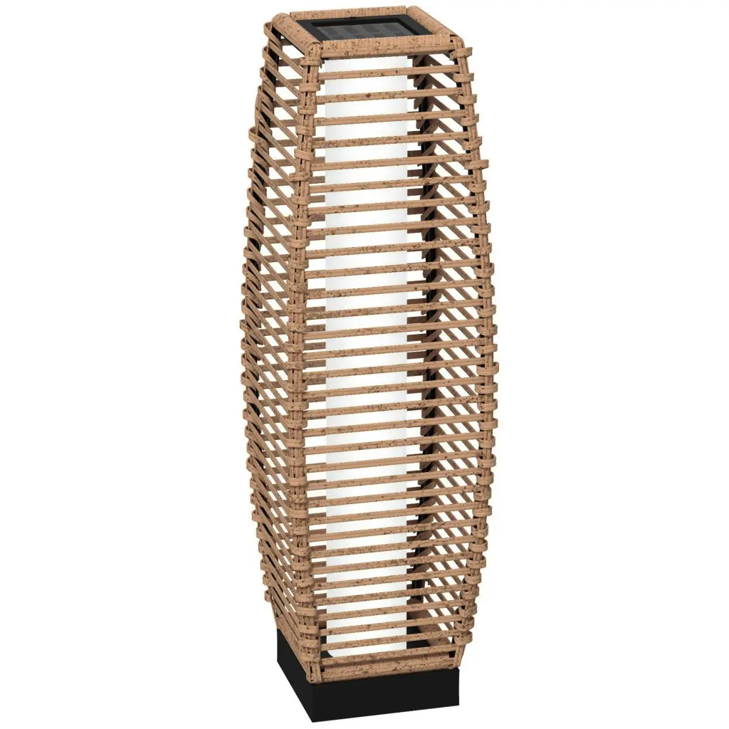 Outsunny Solar Floor Lamp Outdoor Rattan Garden Lantern Pathway Light Weather-Resistant Decorative Lighting aosom business