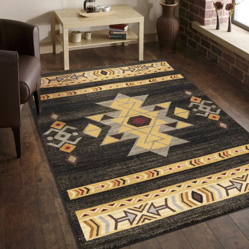 Tribes Gc Yls4004 Black 5 Ft. 3 . X 7 Ft. 3 . Southwest Area Rug icona home decor