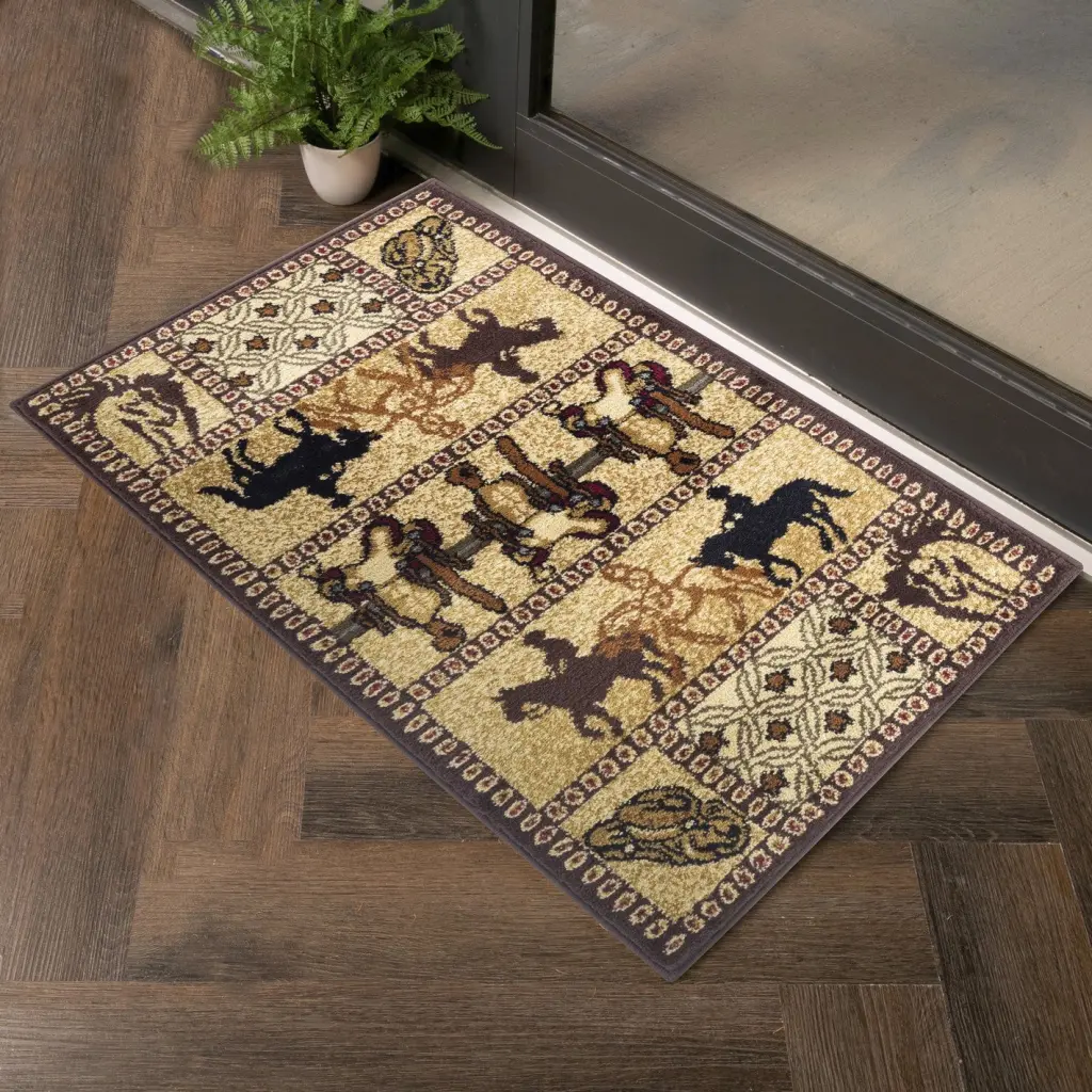 Tribes GC YLS4009 Beige 2x3 Ft Southwest Area Rug Polypropylene icona home decor