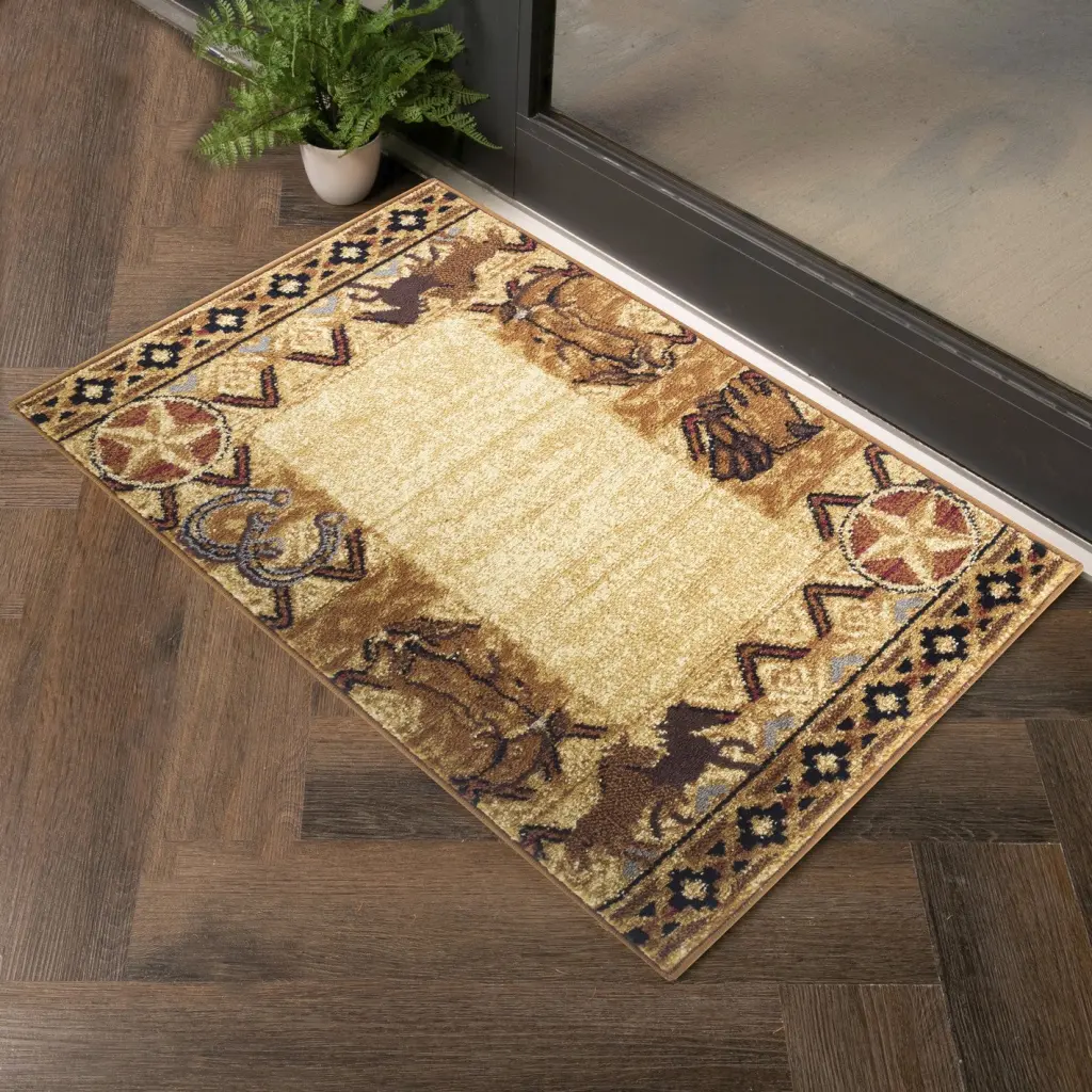 Tribes GC YLS4011 Beige 2x3 Ft Southwest Area Rug Beige Polypropylene icona home decor