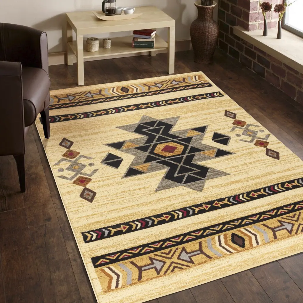 Tribes GC YLS4006 Cream 5 Ft. 3 . X 7 Ft. 3 . Southwest Area Rug Living Room icona home decor