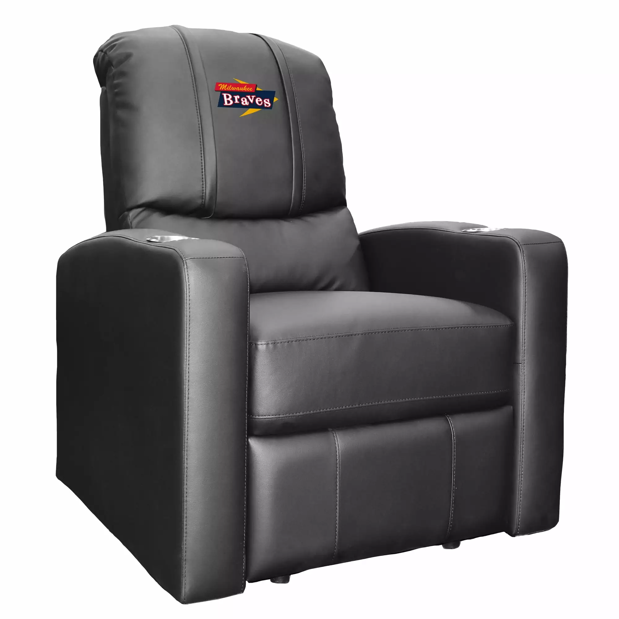 Black Milwaukee Braves Logo Stealth Manual Recliner Baseball Fans DreamSeat