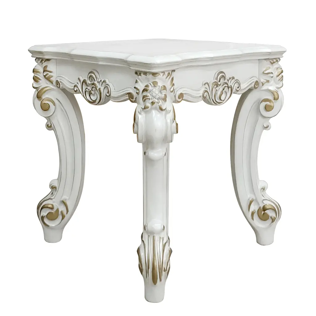 Antique Pearl Square End Table White Primary Living Space Poplar Rectangle furniture max