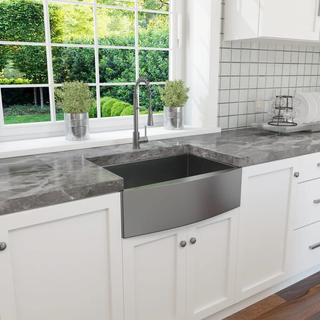 30 Inch Farmhouse Kitchen Sink 16 Gauge Stainless Steel Single Bowl Drainboard alwen