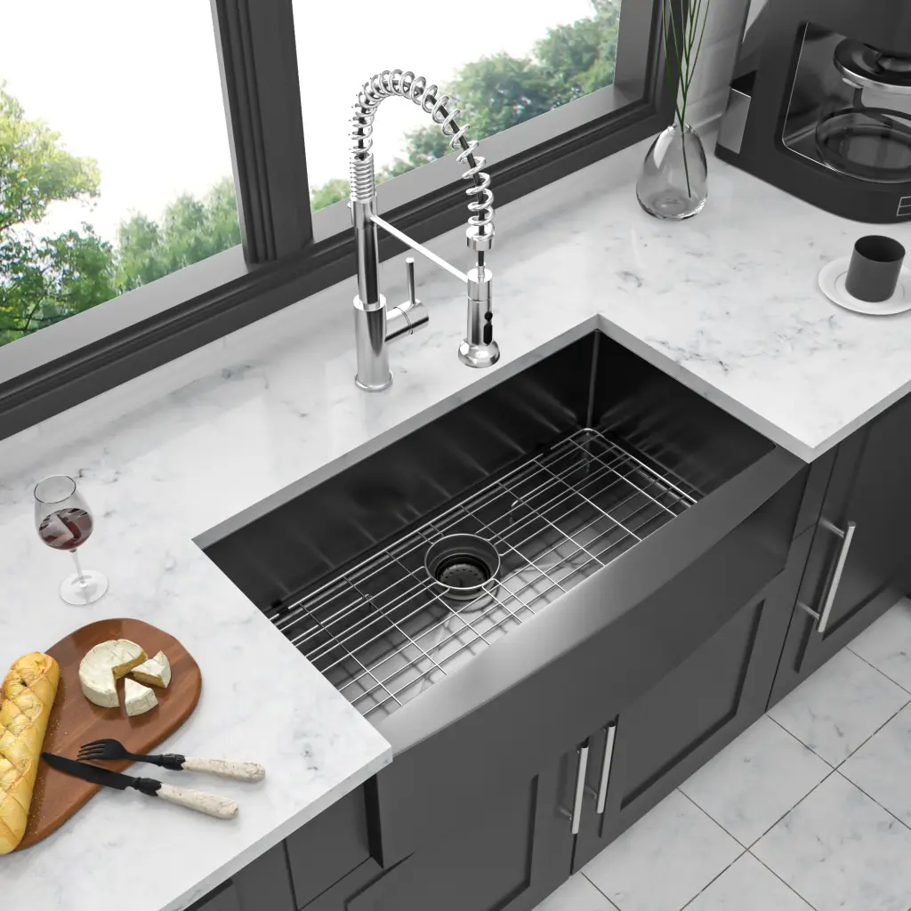 33 Inch Gunmetal Black Farmhouse Kitchen Sink Stainless Steel lordear