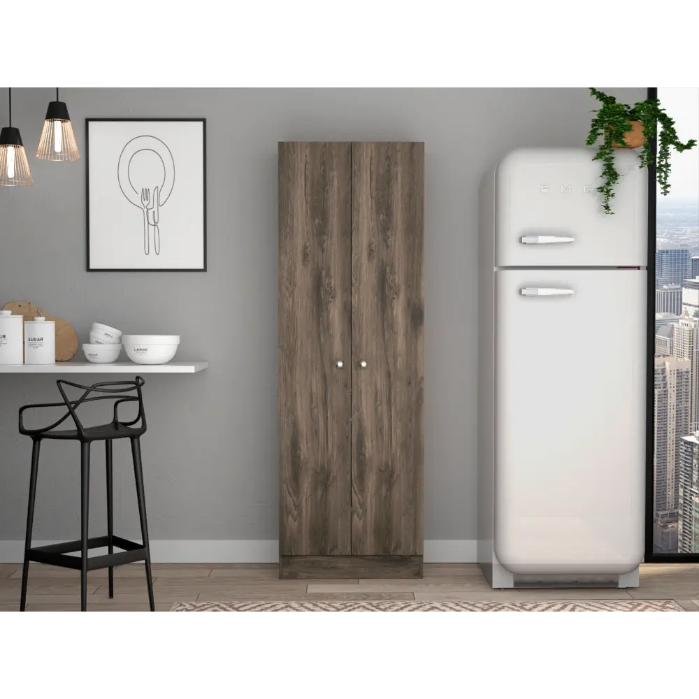 71 Inch Multistorage Cabinet Two Doors Five Internal Shelves Dark Brown depot e-shop