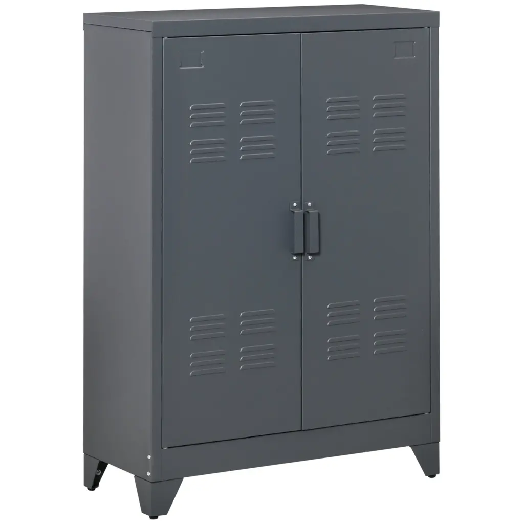 Homcom Industrial Steel Storage Cabinet Gray Grey Storage Organizer aosom business