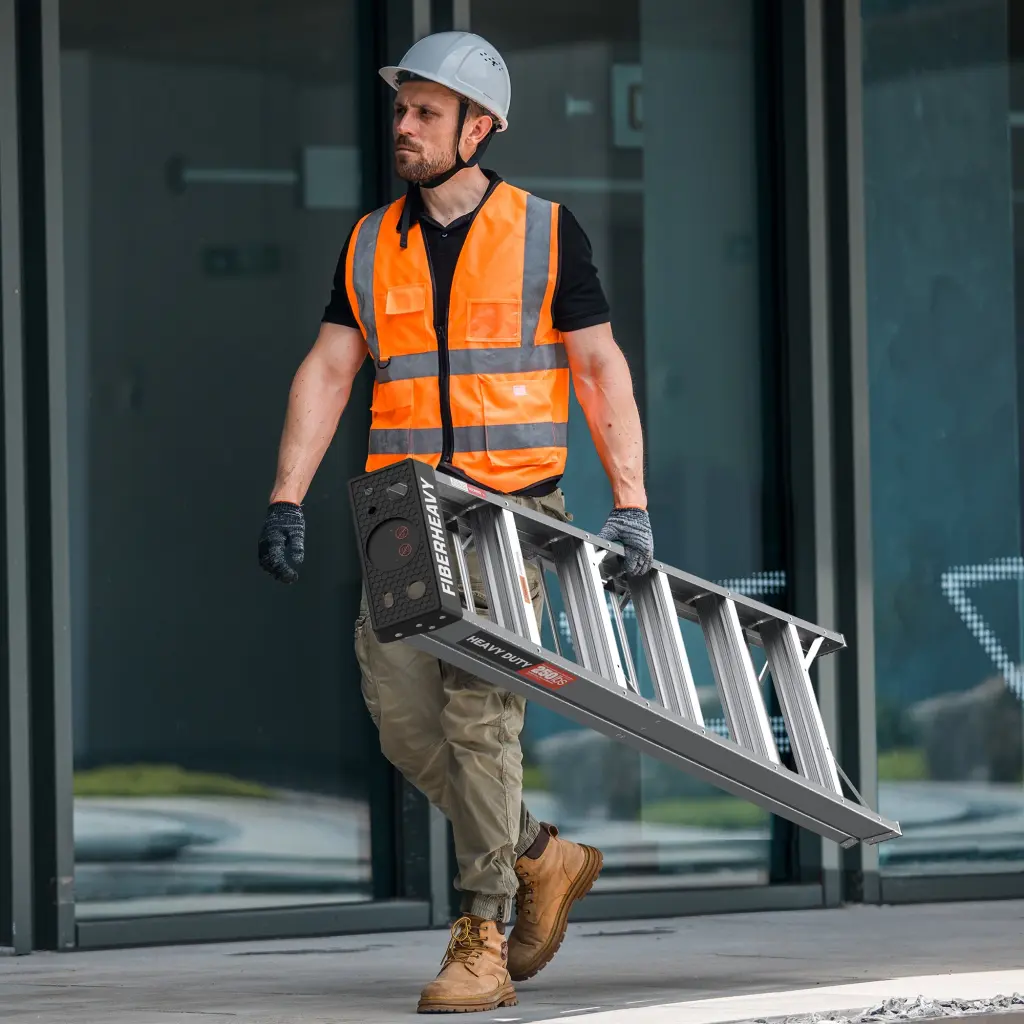 6 Step Fiberglass Ladder Series 250Lbs Capacity Grey rnb