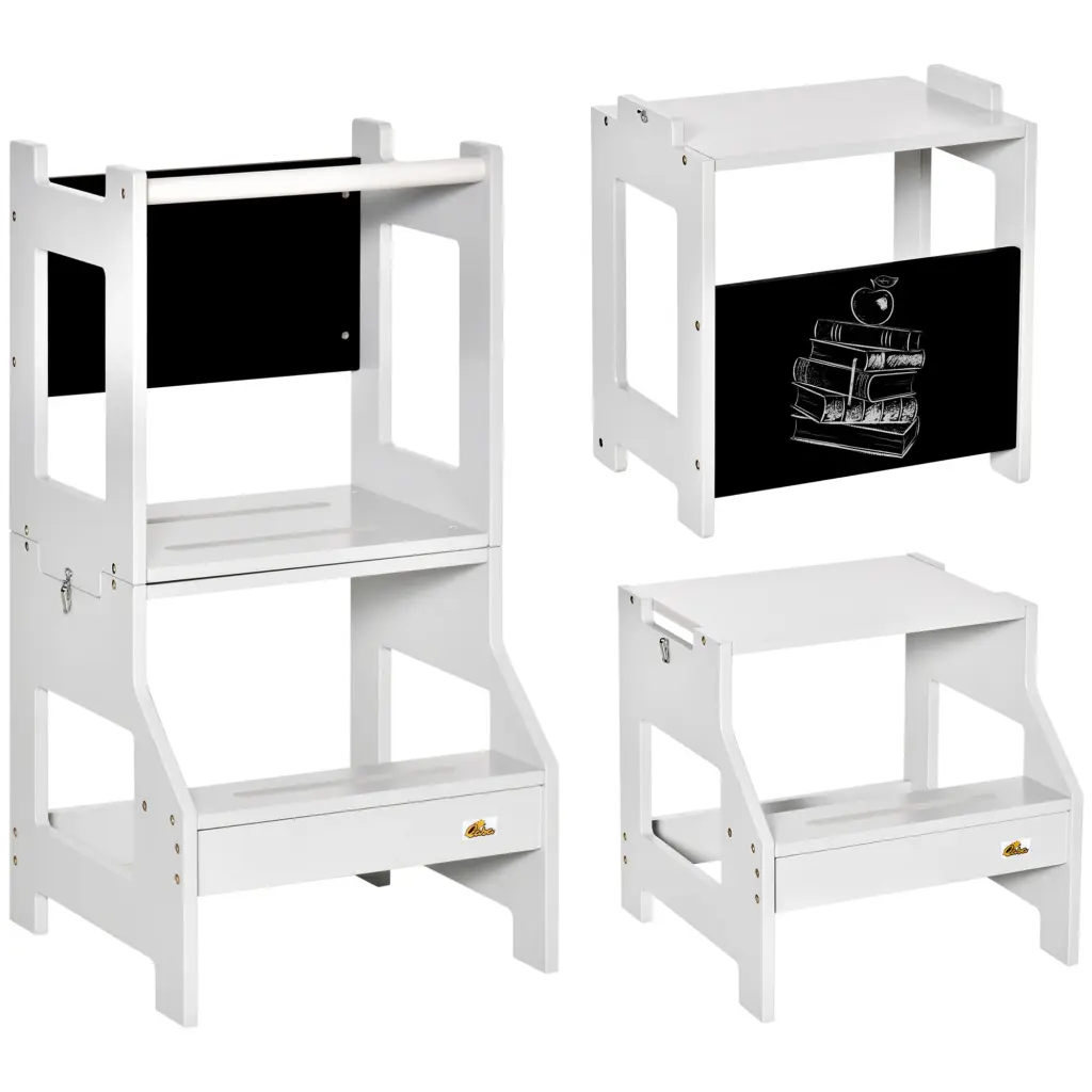 Qaba 2--1 Kids Kitchen Step Stool and Toddler Standing Table Set aosom business