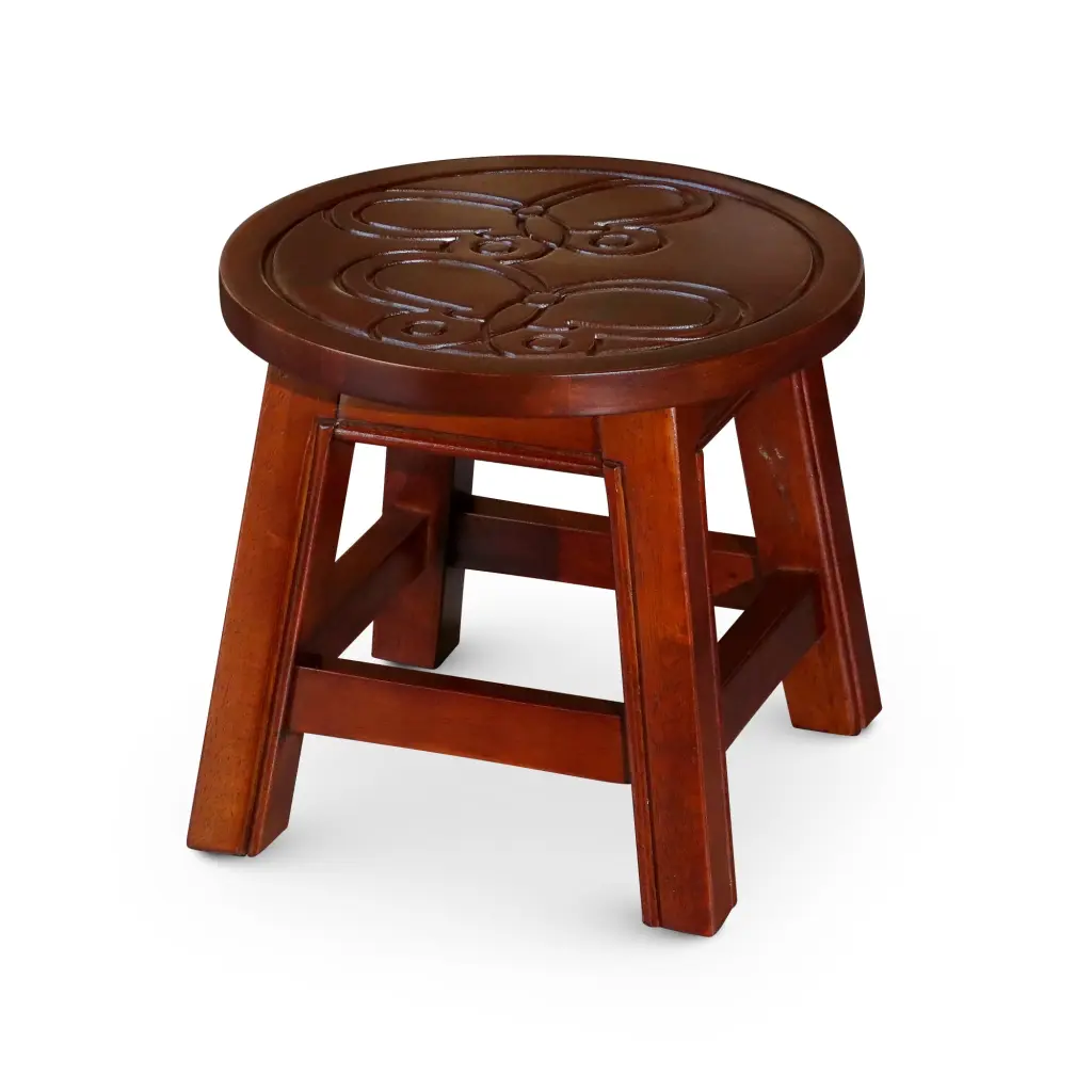 Carved Wooden Step Stool Butterflies - Cherry Rubber Wood Design dty home