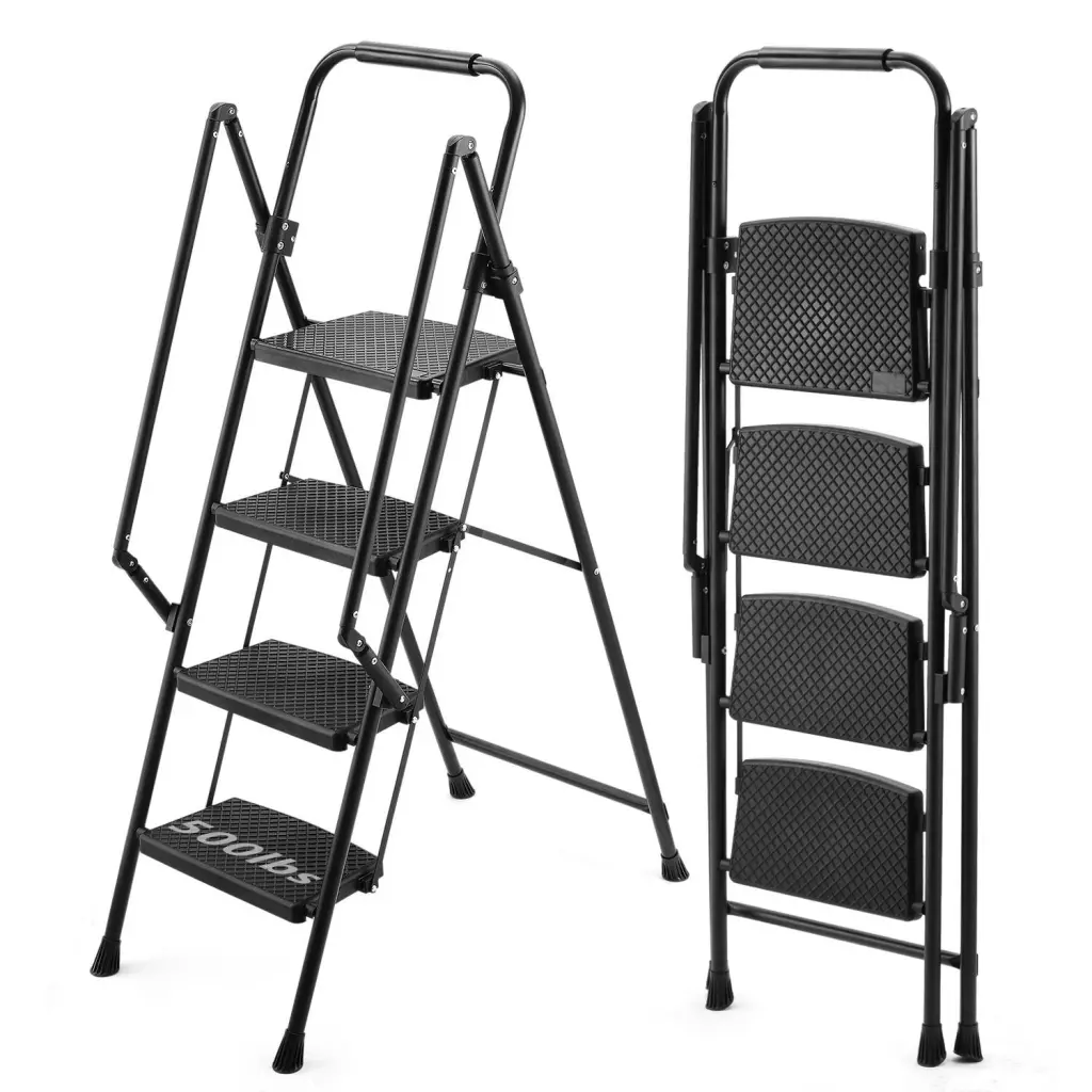 Featherweight Folding Four Step Stool Wide Anti Slip Ladder seclimb