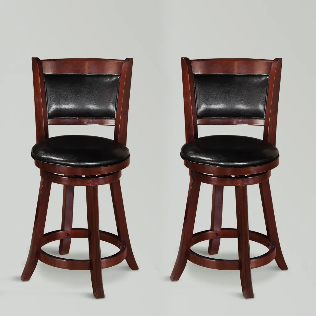 2Pc Elegant Upholstered Low Swivel Chair Stool Rich Black Fabric kanepe