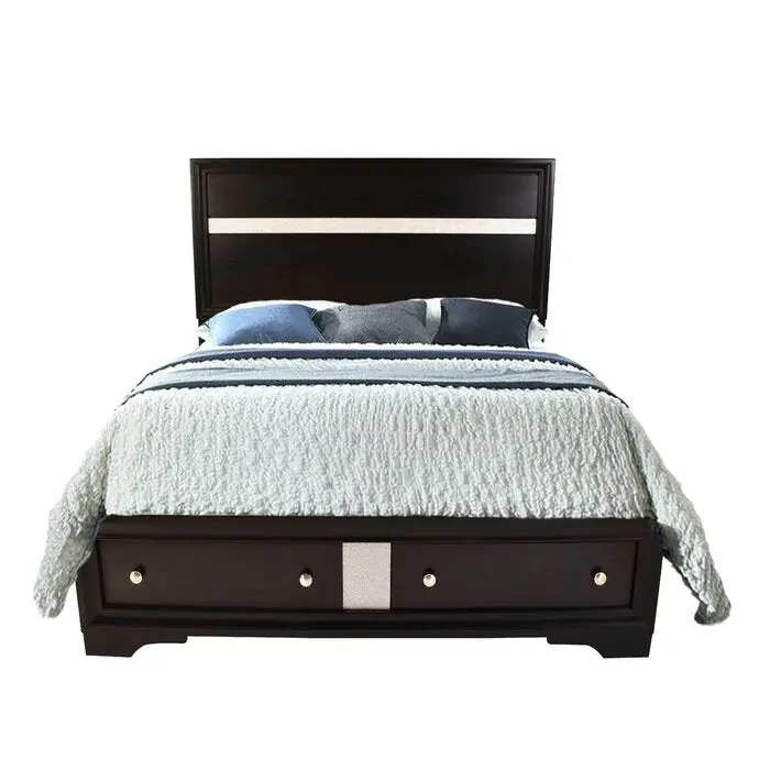 Matrix Traditional King Size Storage Bed Wood Frame Black Finish galaxy home furnishings