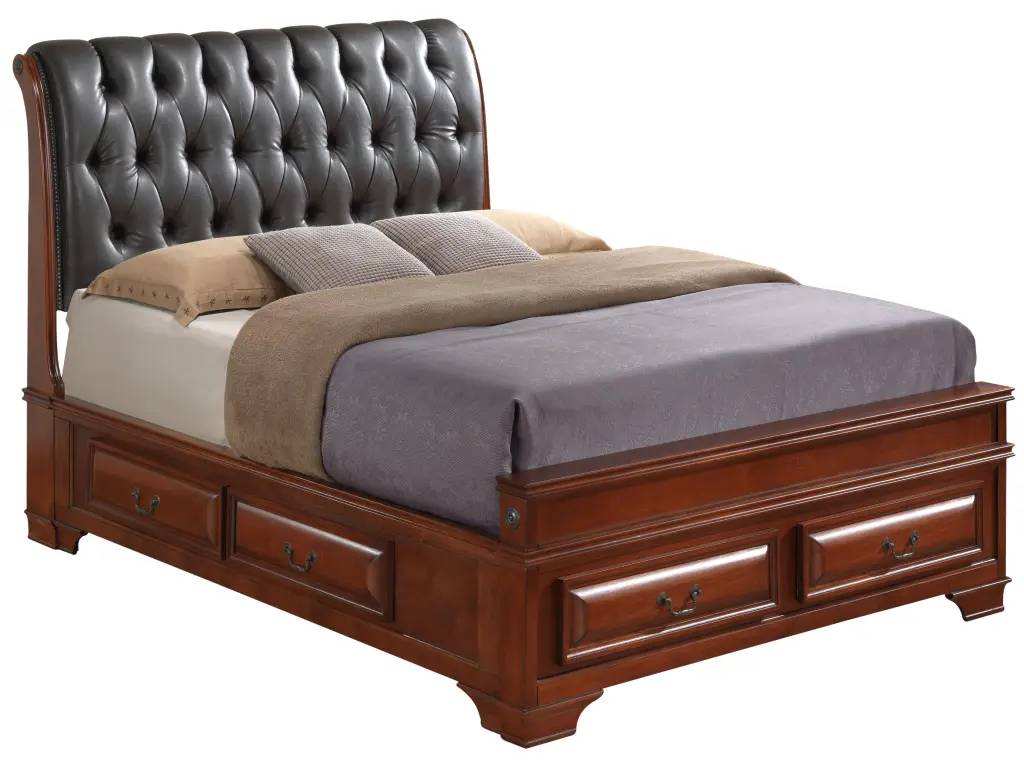 Elegant Oak Full Storage Bed Chic Design Oak Particle Board glory furniture