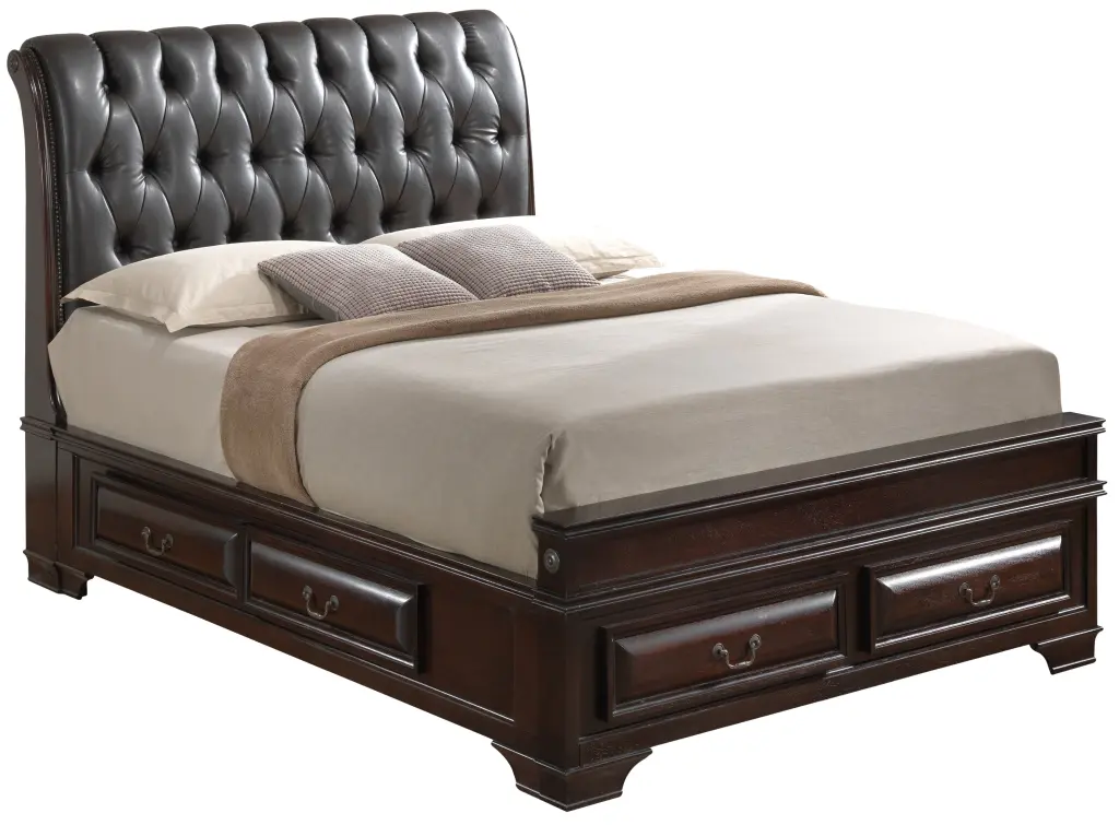 Lavita G8875E Full Storage Bed Cappuccino Beige Particle Board glory furniture
