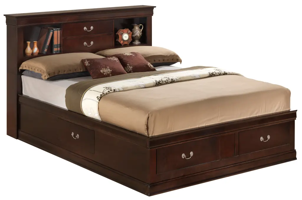 Louis Phillipe G3125B Ksb King Storage Bed Cappuccino Beige Particle Board glory furniture