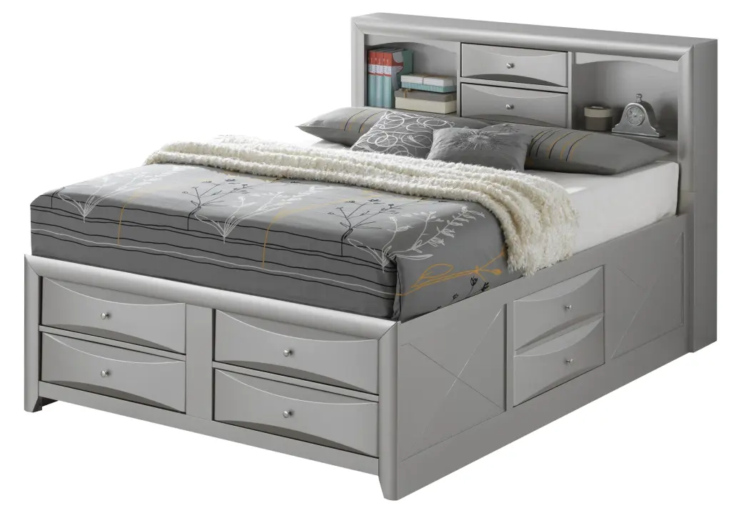 Marilla G1503G KSB3 King Storage Bed Silver Champagne Particle Board glory furniture