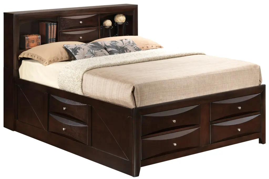 Marilla G1525G KSB3 King Storage Bed Cappuccino Beige Particle Board Frame glory furniture