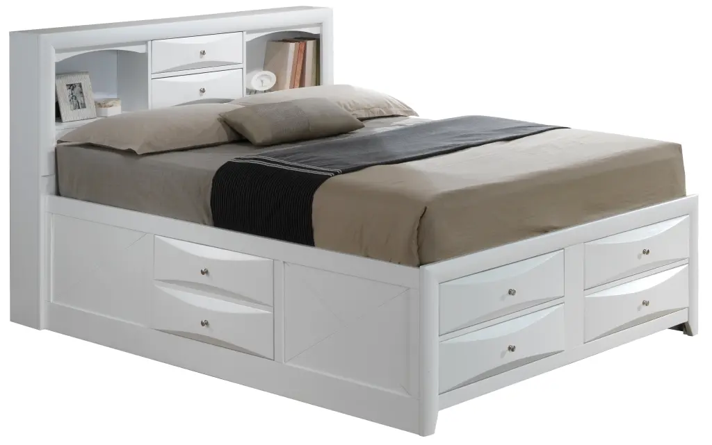 Marilla G1570G KSB3 King Storage Bed White Particle Board Large Underbed Drawers glory furniture