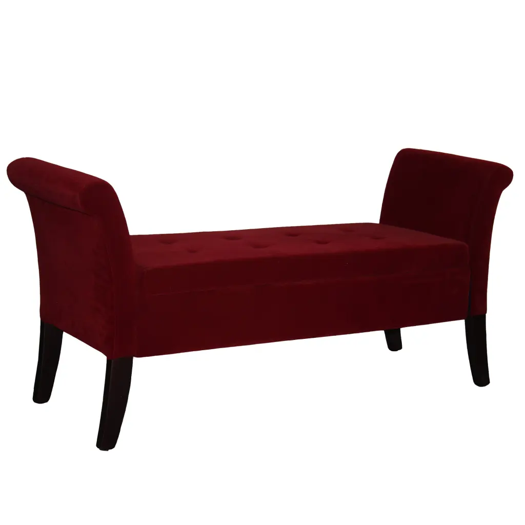 26-Inch Tall Storage Bench Red Fabric Metal Frame california home