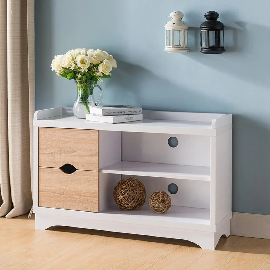 Shoe Entryway Bench Two Shelves and Two Drawers Space-saving Storage id international- inc.