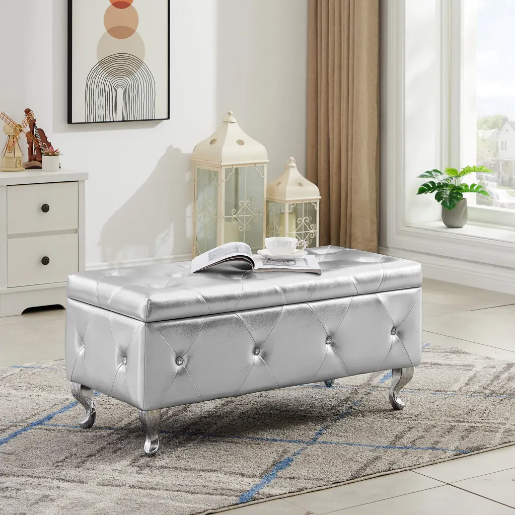Flip Top Entryway Storage Bench Security Hinge Hallway or Bedroom mxi