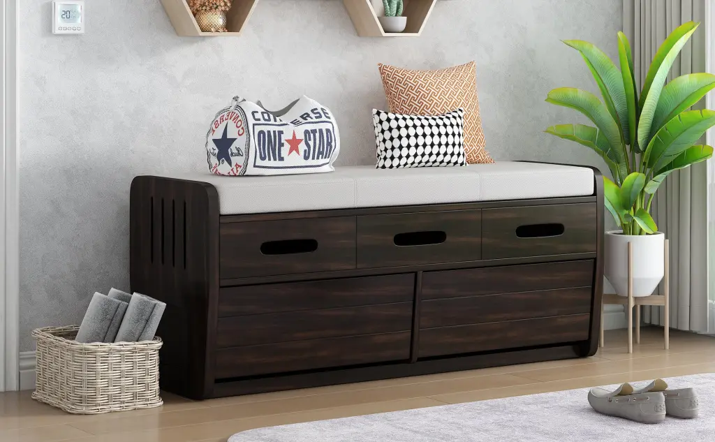 Rustic Storage Bench 2 Drawers Hidden Storage Space And 3 False Fronts rnb