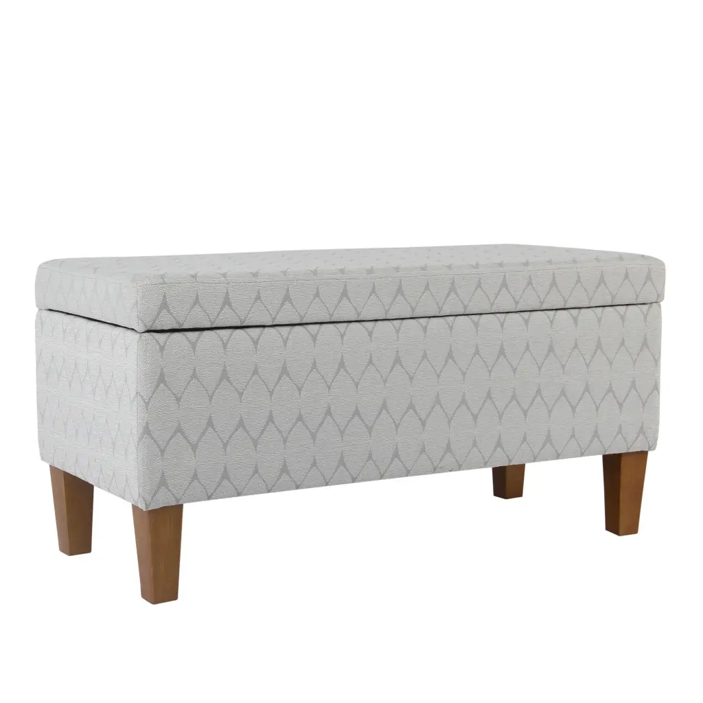 Geometric Patterned Fabric Upholstered Wooden Bench Hinged Storage royal hampton