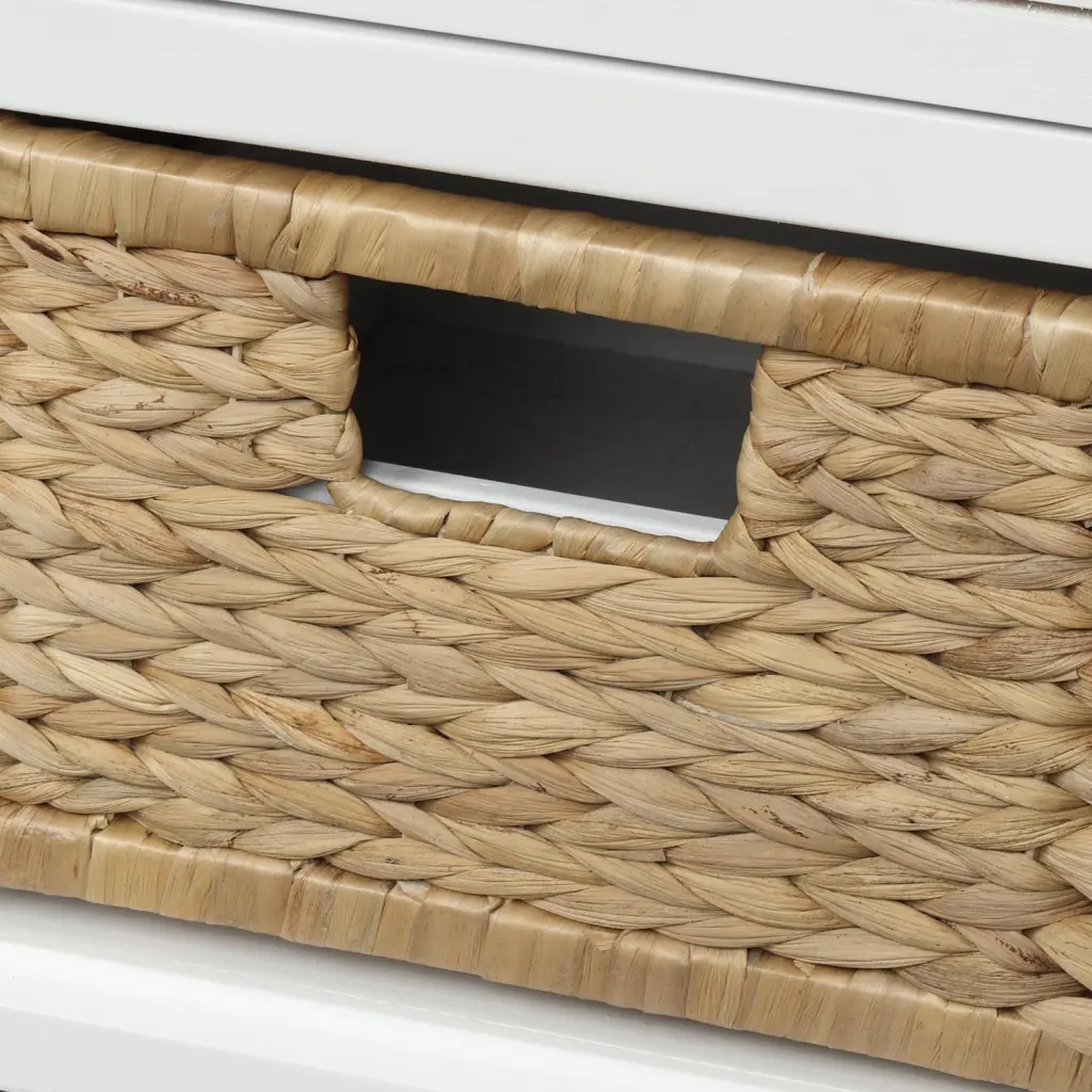 Rustic Storage Bench 3 Drawers And 3 Rattan Bins Shoe Bench Entryway trexm