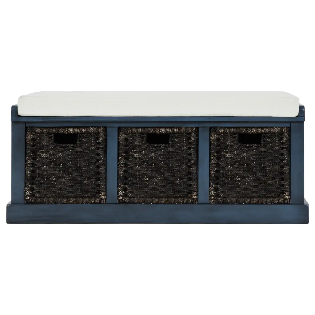Rustic Storage Bench 3 Removable Rattan Bins Entryway Bench trexm
