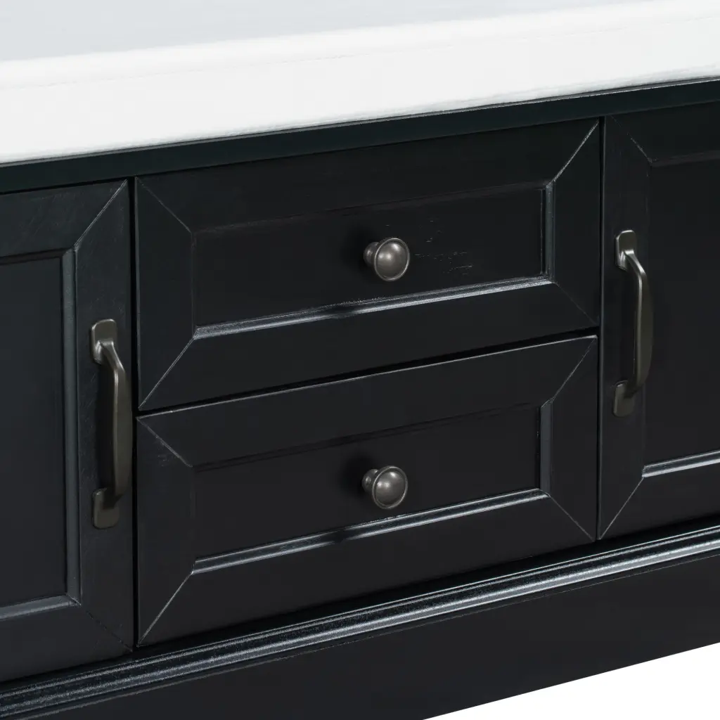 Storage Bench 2 Drawers and 2 Cabinets Shoe Bench Removable Cushion trexm